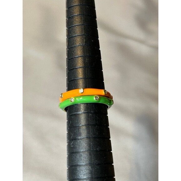 Jewelry - Pair of Acrylic Band Rings Size 7 Orange and Green